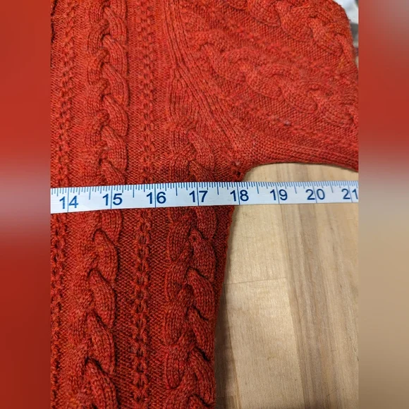 Vintage Cropped Pumpkin Orange Wool Cable Knit Cardigan Medium - Picture 6 of 9